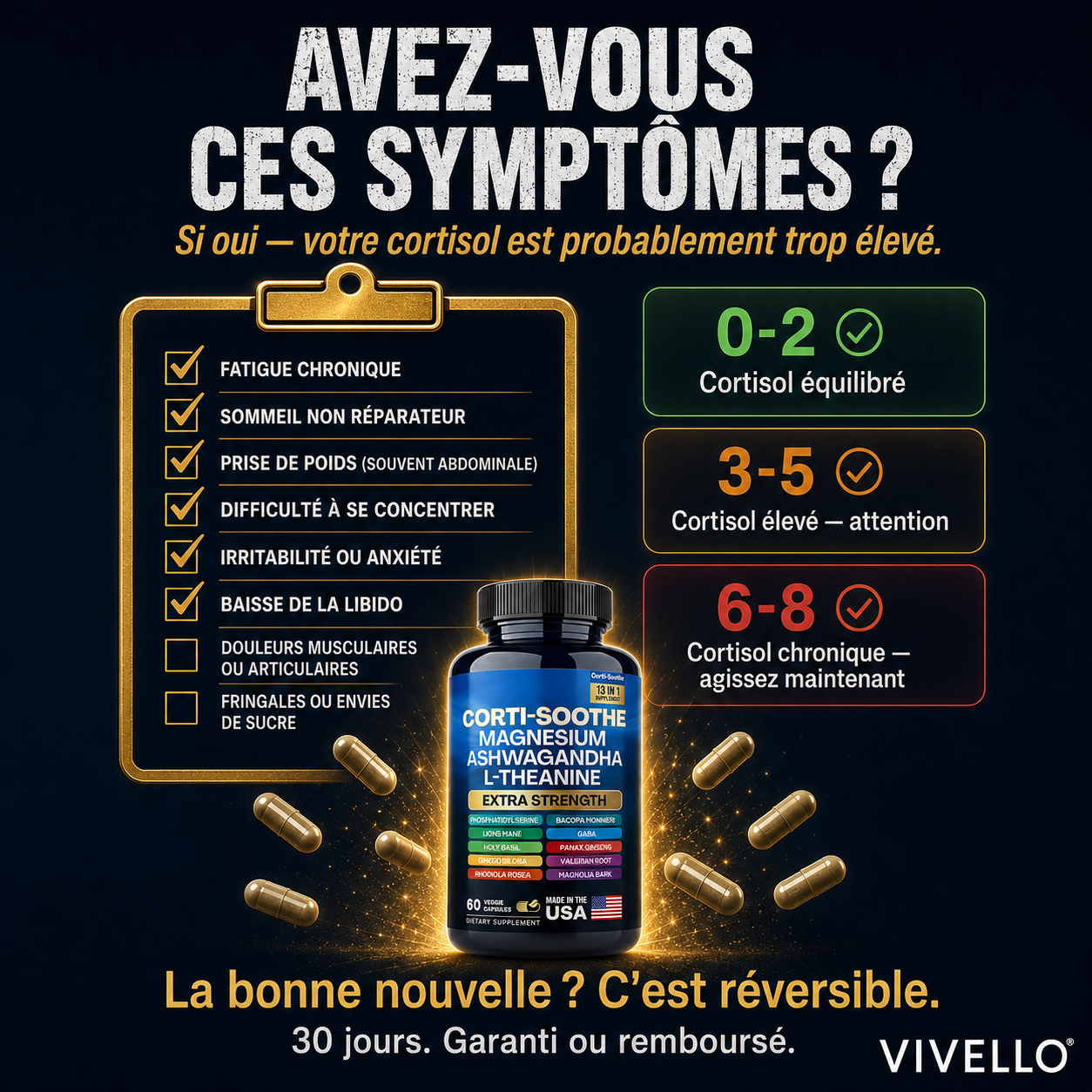Corti-Soothe 13-en-1 — Focus · Relaxation · Contrôle du Stress — Extra Strength