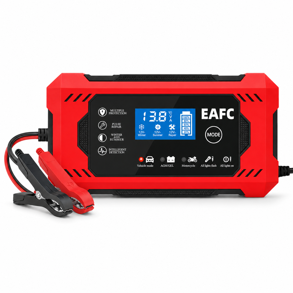 Cargador de Batería Inteligente 12V — Recupera Baterías Descargadas en Minutos